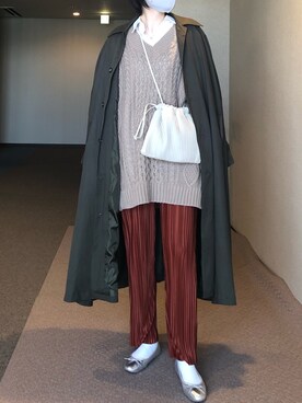 「JEANASIS（ジーナシス）のアイテム（ステンカラーコート）」を使った、u_tanさん（レディース・168cm）の春コーディネート