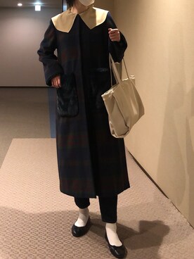「春めきシューズ」｜「アイテム（ノーカラーコート）」を使った、u_tanさん（レディース・168cm）の春コーディネート