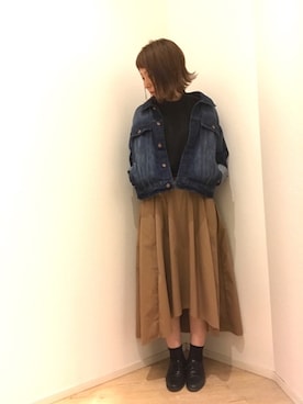 「ブラック×ベージュ」｜emokiyoさん（レディース・163cm）の秋コーディネート