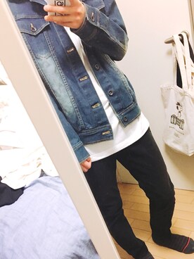 「Right-on（ライトオン）のアイテム（デニムジャケット）」を使った、ぽぴーさん（メンズ・165cm）の冬コーディネート