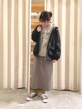 「Samansa Mos2 blue」｜「アイテム（マウンテンパーカー）」を使った、ayakaさん（レディース・162cm）の秋コーディネート