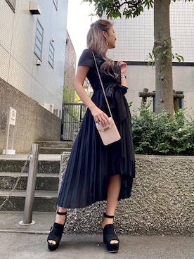 「アイテム（ドレス、ブラック系）」を使った、まりんさん（レディース・160cm）の春コーディネート