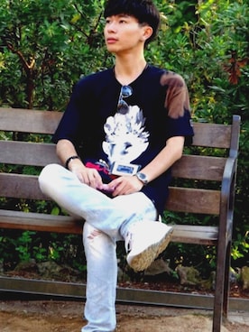 「アイテム（ピアス（両耳用））」を使った、ゆーやさん（メンズ・179cm・20代）の夏コーディネート