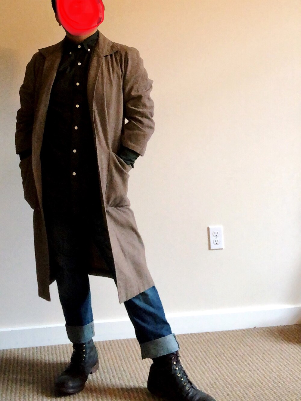 「春、outfit、おしゃれさんと繋がりたい、men、street、今日のコーデ」｜「Dannerのアイテム（ブーツ、ブラウン系）」を使った、Foxx さん（メンズ・170cm）の春コーディネートの1枚目の写真