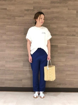 「接触冷感パンツ」｜coen しおたさん（レディース・170cm）の春コーディネート