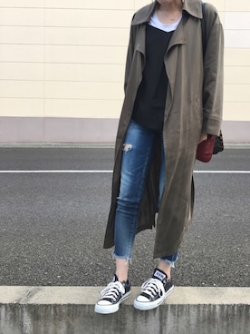 「Ungrid（アングリッド）のフレイドヘムストスリ（デニムパンツ）」を使った、Anna☪︎⋆｡˚✩さん（レディース・156cm）の春コーディネート