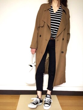「ドラフトアングリッド」｜「アイテム（トレンチコート）」を使った、Anna☪︎⋆｡˚✩さん（レディース・156cm）の春コーディネート