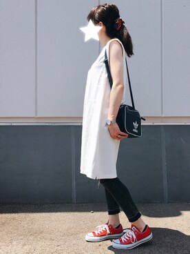 「Daniel Wellington（ダニエルウェリントン）の販売終了クラシックペティット アッシュフィールド32mm（アナログ腕時計）」を使った、Anna☪︎⋆｡˚✩さん（レディース・156cm）の夏コーディネート