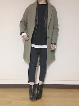 「DRWCYS（ドロシーズ）のアイテム（ライダースジャケット）」を使った、Anna☪︎⋆｡˚✩さん（レディース・156cm）の冬コーディネート