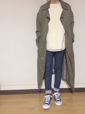 「アイラブCONVERSE」｜「アイテム（トレンチコート）」を使った、Anna☪︎⋆｡˚✩さん（レディース・156cm）の秋コーディネート