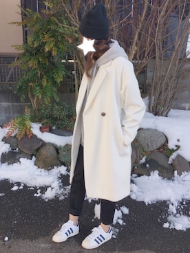 「zozoデニム」｜「アイテム（ニットキャップ/ビーニー）」を使った、Anna☪︎⋆｡˚✩さん（レディース・156cm）の冬コーディネート