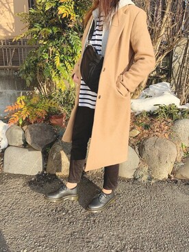 「zozoデニム」｜「アイテム（チェスターコート）」を使った、Anna☪︎⋆｡˚✩さん（レディース・156cm）の冬コーディネート