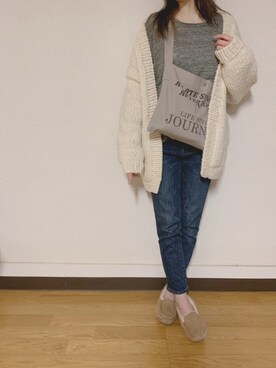 「zozoデニム」｜「アイテム（モカシン/デッキシューズ）」を使った、Anna☪︎⋆｡˚✩さん（レディース・156cm）の冬コーディネート
