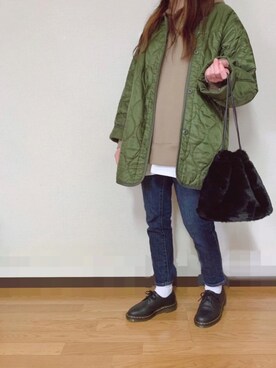 「zozoデニム」｜「アイテム（ミリタリージャケット）」を使った、Anna☪︎⋆｡˚✩さん（レディース・156cm）の冬コーディネート