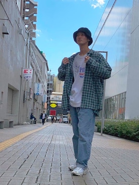 「アイテム（帽子）」を使った、yさん（メンズ・181cm・10代）の春コーディネート