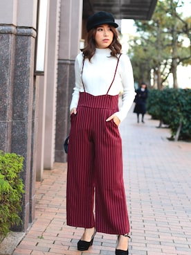 「アイテム（サロペット/オーバーオール）」を使った、DoulaDoulaさん（レディース・158cm）の冬コーディネート