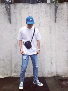 「palace」｜「アイテム（アクセサリー）」を使った、Ethan Liaoさん（メンズ・180cm）の夏コーディネート