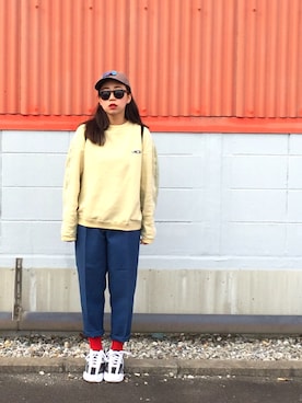 「スボーツミックス」｜「アイテム（スウェット）」を使った、canacさん（レディース・152cm）の冬コーディネート