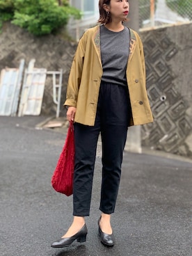 「アイテム（エコバッグ/サブバッグ、レッド系）」を使った、canacさん（レディース・152cm）の夏コーディネート