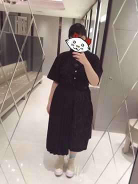 「Ne-net（ネネット）のS はばたきシャツ（ワンピース）」を使った、hanaeさん（レディース・162cm）の夏コーディネート