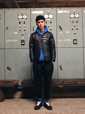 「Champion（チャンピオン）のアイテム（ダウンジャケット/コート）」を使った、jasonch1uuさん（メンズ・181cm）の冬コーディネート