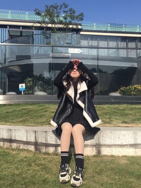 「盐系风格」｜「アイテム（その他アウター）」を使った、kikonana🍓さん（レディース・158cm）の秋コーディネート