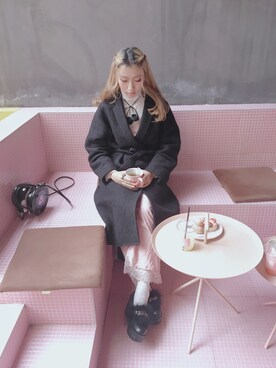 「BUBBLES（バブルス）のアイテム（イヤリング）」を使った、lenny さん（レディース・168cm）の冬コーディネート