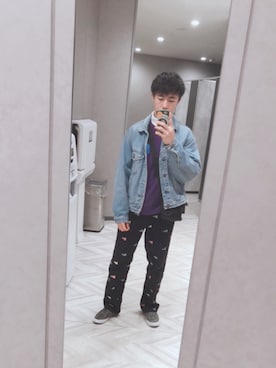 「アイテム（デニムジャケット、シルバー系）」を使った、starfishさん（メンズ・172cm）の冬コーディネート