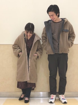 「カップルコーデ」｜「アイテム（その他アウター）」を使った、kasumiさん（レディース・154cm）の秋コーディネート