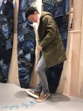 「ボア」｜「アイテム（モッズコート）」を使った、HAJIME ABEさん（メンズ・175cm）の秋コーディネート