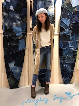 「ノーティードッグ」｜「アイテム（ハンチング/ベレー帽）」を使った、HAJIME ABEさん（レディース・160cm）の冬コーディネート