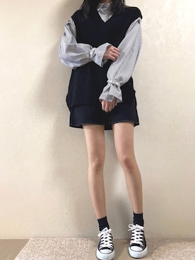「H&M（エイチ・アンド・エム）のアイテム（ベスト）」を使った、あさん（レディース・165cm）の春コーディネート