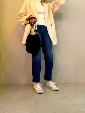 「SPINNS（スピンズ）のアイテム（テーラードジャケット）」を使った、mayuさん（レディース・157cm）の春コーディネート