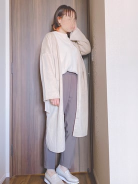 「センタープレスパンツ」｜「アイテム（その他アウター）」を使った、KiNaKoさん（レディース・162cm）の秋コーディネート