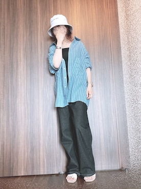 「アプレジュール」｜「アイテム（デニムパンツ）」を使った、KiNaKoさん（レディース・162cm）の夏コーディネート