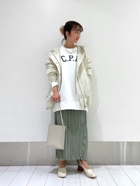 「LOWRYS FARM（ローリーズファーム）のオブリークバックベルトミュール　931774（サンダル）」を使った、anyuさん（レディース・150cm）の春コーディネート