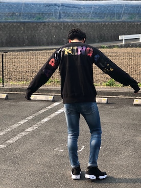 「Bape」｜「アイテム（スウェット）」を使った、Haruki97.5さん（メンズ・171cm）の春コーディネート