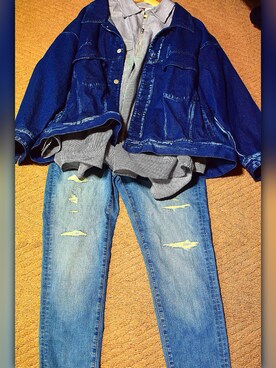 「ビッグシャツ」｜「アイテム（デニムジャケット）」を使った、renさん（メンズ・182cm）の冬コーディネート