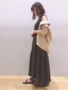 「羽織りシャツ」｜「アイテム（その他）」を使った、おだ🌷さん（レディース・152cm）の夏コーディネート