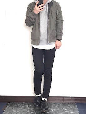 「BEAUTY&YOUTH UNITED ARROWS（ビューティーアンドユースユナイテッドアローズ）のアイテム（MA-1）」を使った、yu-kiさん（メンズ・166cm）の秋コーディネート