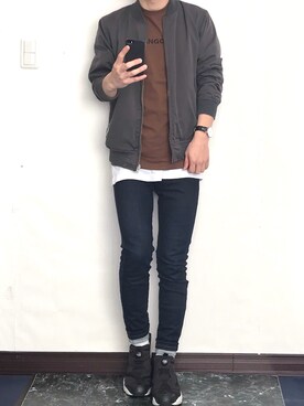 「BEAUTY&YOUTH UNITED ARROWS（ビューティーアンドユースユナイテッドアローズ）のアイテム（MA-1）」を使った、yu-kiさん（メンズ・166cm）の春コーディネート