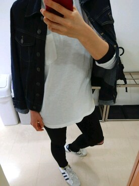 「寒い」｜「アイテム（デニムジャケット）」を使った、a87a さん（メンズ・155cm）の秋コーディネート