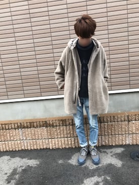 「08sircus（ゼロエイトサーカス）のアイテム（その他アウター）」を使った、ろむこむさん（メンズ・180cm）の冬コーディネート