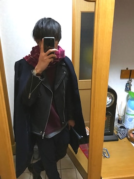 「417 EDIFICE（フォーワンセブンエディフィス）のアイテム（チェスターコート）」を使った、utaさん（メンズ・183cm）の冬コーディネート