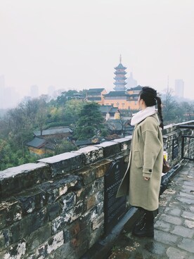 「アイテム（ダッフルコート）」を使った、粉老李さん（レディース・160cm・30代）の冬コーディネート