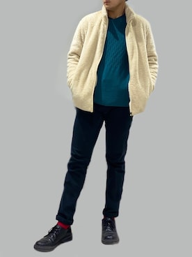 「GU（ジーユー）の（GU）スキニーフィットジーンズ（MEN ⁄ ジーンズ）」を使った、こーせさん（メンズ・174cm）の冬コーディネート