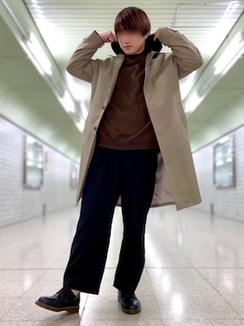 「アイテム（ステンカラーコート）」を使った、こーせさん（メンズ・174cm・20代）の冬コーディネート