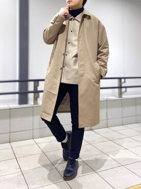 「アイテム（ステンカラーコート）」を使った、こーせさん（メンズ・174cm・20代）の冬コーディネート