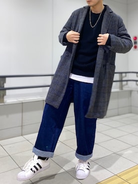 「shiyoh」｜「アイテム（チェスターコート）」を使った、こーせさん（メンズ・174cm）の冬コーディネート