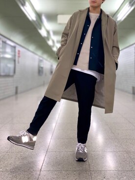 「アイテム（ステンカラーコート）」を使った、こーせさん（メンズ・174cm・20代）の冬コーディネート